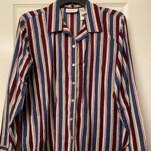 Liz Claiborne Lizwear Jeans Long Sleeve Striped Blouse - L